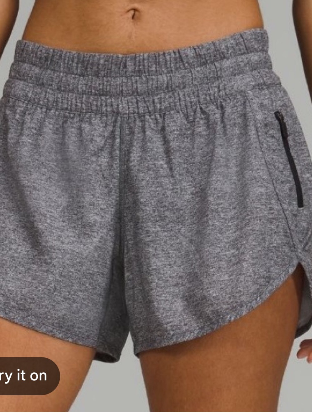 Lululemon Athletica the tracker heathered grey running shorts outdoor yoga beach
